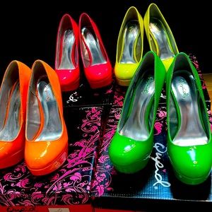 Neon Patent Pumps